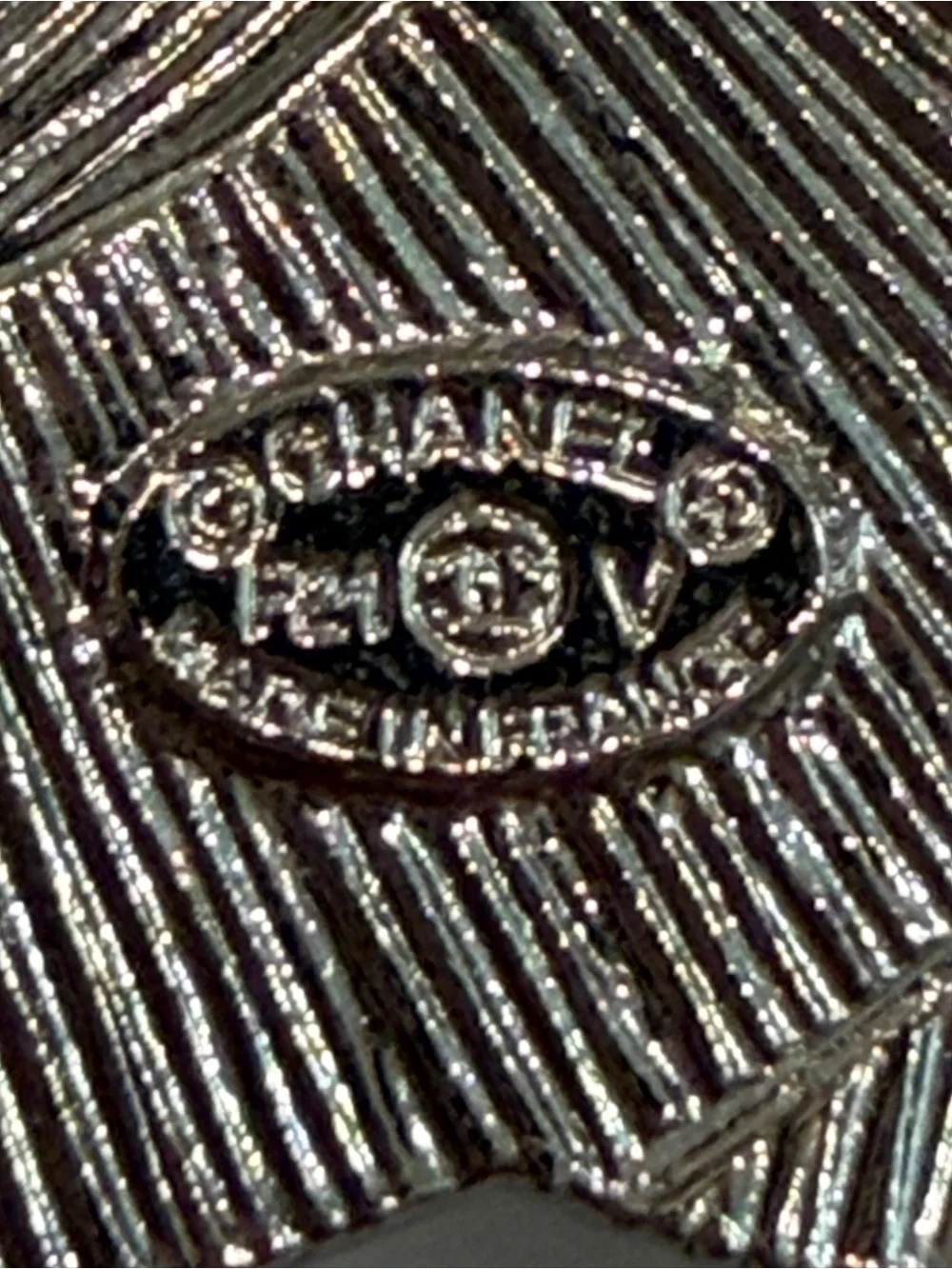 Chanel Brooch Baguette Crystal CC Silver